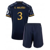 Real Madrid Eder Militao #3 Auswärts Trikotsatz Kinder 2023-24 Kurzarm (+ Kurze Hosen)